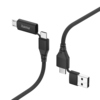 Hama USB-Kabel 4in1 mit geflochtener Nylonummantelung und verschiedenen Steckertypen.