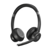 Schwarzes Bluetooth-Headset mit beweglichem Mikrofonarm und verstellbarem Kopfbügel.