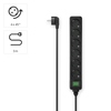 Steckdosenleiste mit sechs Steckdosen, grün beleuchtetem Schalter und 3 m Kabel.