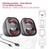 Zwei aktive 2.0-Lautsprecher mit USB- und 3,5-mm-Anschluss zur Audioverbindung.