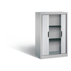 C+P Rollladenschrank in weißaluminium mit zwei Fächern und mittiger Rollladentür.