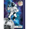 Kladde DIN A4 mit einem Astronauten-Design auf einem bunten, galaktischen Hintergrund.