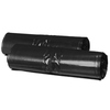 Schwarze Müllbeutel in Rollenform, stapelbar, für die Verwendung in Mülleimern.