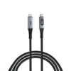 Verbatim USB-C-Kabel mit zwei USB-C-Steckern und integriertem Leistungsdisplay.