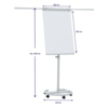 Mobiles Flipchart auf Rollen mit verstellbarer Höhe und Schnellwechselblockhalterung.