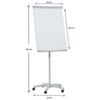 Mobiles Flipchart mit Höhenangabe und Rollen zur Mobilität.