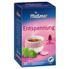 Kartonverpackung von Meßmer Entspannung Tee mit einer Tasse Tee und Kräutern auf dem Bild.