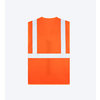 Signalorange Warnweste aus Mesh mit zwei breiten Reflexstreifen für Sichtbarkeit.