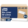 Tork Müllbeutel in einer Verpackung mit 10 Rollen à 25 Beutel für 50 Liter.