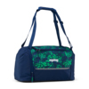 Sporttasche mit Schulterriemen und separatem Fach, in Blau-Grün mit reflektierenden Elementen.