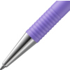 Kugelschreiber in matt lavendelfarben mit geriffeltem Griff und metallischer Spitze.