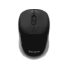Optische PC-Maus in Schwarz mit zwei Tasten und Scrollrad, Ansicht von oben.
