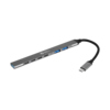 Kompakter 7-in-1 USB-C-Hub mit mehreren Anschlüssen und flexibler Kabelverbindung.