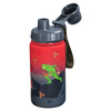 Rote Trinkflasche mit Ninja-Motiv und grauem Verschluss, geeignet für Schule und Freizeit.