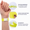 Neongelbes Eventband aus Tyvek mit beschriftbarer Oberfläche und wasserfesten Eigenschaften.