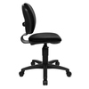 Schwarzer Kinderdrehstuhl mit ergonomischer Rückenlehne und stufenlos verstellbarem Sitz.