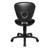 Schwarzer Kinderdrehstuhl mit ergonomisch geformter Rückenlehne und verstellbarem Sitzelement.