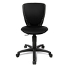 Schwarzer Kinderdrehstuhl mit ergonomischer Rückenlehne und stufenlos verstellbarem Sitz.