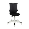 Drehstuhl für Kinder mit ergonomischer Rückenlehne und verstellbarem Sitz in Schwarz und Weiß.