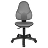 Dunkelgrauer Kinderdrehstuhl mit ergonomischer Rückenlehne und beweglicher Sitzfläche.