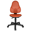 Oranger Kinderdrehstuhl mit ergonomischer Rückenlehne und beweglicher Sitzfläche.