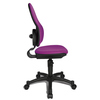 Violetter Kinderdrehstuhl mit ergonomischer Rückenlehne, seitliche Ansicht.