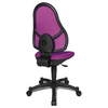 Violetter Kinderdrehstuhl mit ergonomischer Rückenlehne und beweglicher Sitzfläche.