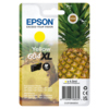 Gelbe Epson Tintenpatrone 604XL in Verpackung mit Ananas-Motiv.