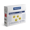 Vier gelbe Smiley-Magnete in einer Verpackung für Whiteboards und eisenhaltige Oberflächen.