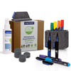 Starterset für Whiteboards mit Markern, Reinigungsspray, Lappen und Magneten in einer Verpackung.
