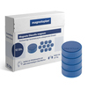 Dunkelblaue Magnete in stabiler Verpackung, geeignet für Whiteboards und andere glatte Oberflächen.
