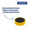 Gelber Magnet mit spezialbeschichteter Unterseite zum Schutz von Oberflächen im Einsatz.