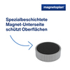 Grauer Magnet Discofix Magnum mit spezialisierter Unterseite zum Schutz von Oberfläche.