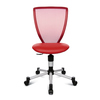 Roter Kinderdrehstuhl mit ergonomischer Rückenlehne und höhenverstellbarem Sitz.