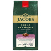 Verpackung von JACOBS Crema Harmonia Kaffee in grünem Beutel mit goldenen und lila Akzenten.