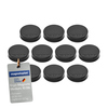Zehn schwarze Ergo-Magnete mit ergonomischem Griffrand und beschichtetem Magnet-Unterseite.