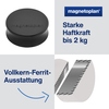 Schwarzer Ergo-Magnet mit ergonomischem Griffrand und Informationen zur starken Haftkraft.