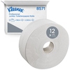 Toilettenpapier Jumbo-Rolle in weiß mit Verpackungseinheit von 12 Rollen.