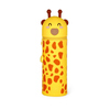 Gelbes Schlampermäppchen in Giraffenform mit lächelndem Gesichtsdesign und Muster.