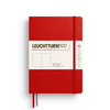 Rotes Hardcover-Notizbuch mit elastischem Band und beigelegtem Inhaltsverzeichnis.