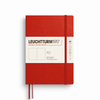Notizbuch in Cherry-Farbe mit Softcover, gummierter Band, im A5-Format und ohne Punktlinien.