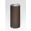 Müllsackständer in silber und tiefbraun mit Einflügeltür und runder Form.