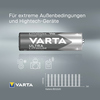 Batterie in Seitenansicht mit Angaben zu Eigenschaften und Anwendungen für extreme Bedingungen.