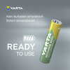 Akku mit "Ready To Use"-Technologie, beschriftet mit "RECHARGE ACCU RECYCLED 800mAh".
