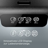 LCD-Display eines Akkuladgeräts zeigt Ladevorgang und -informationen an.