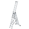 Multifunktionsleiter in Silber mit 3 x 7 Stufen und verschiedenen Nutzungsmöglichkeiten.