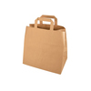 Braune Papiertasche mit zweifachen Griffen und rechteckiger Form.