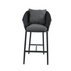 Anthrazitfarbener Barhocker mit Kissen und offener Rückenlehne.