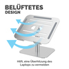 Laptopständer aus Aluminium mit belüftetem Design zur Vermeidung von Überhitzung.