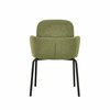 Stuhl Paddy in grün mit robustem Metallgestell und gepolsterter Rückenlehne, Rückansicht.